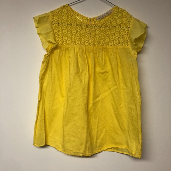 Zara Basic Yellow Lace Top - Picture 1 of 5